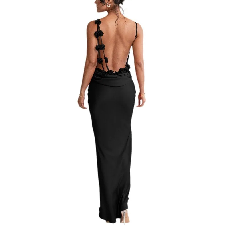 فستان سهرة مثير من الساتان بدون حمالات دكتور فستان نسائي عالي الخصر ثنيات Sle بدون Sve لصيف 2025