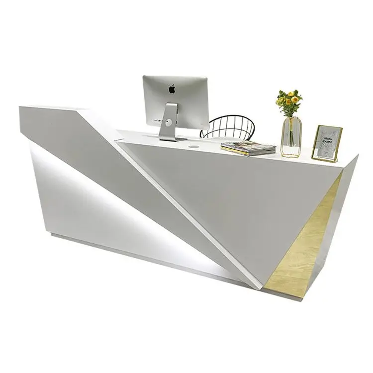 

us-Boutique White Cashier Checkout Counter Reception Desk for Restaurant Salon！
