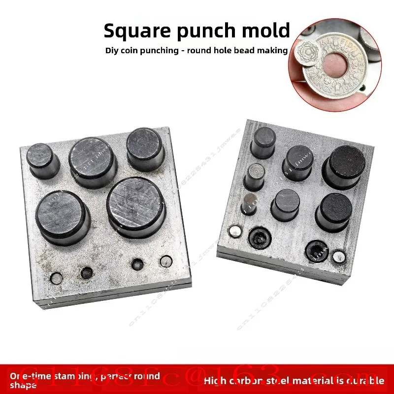 DIY Punching Film Punching and Stamping Mold Nest Anvil with 5 Holes and 1 Hole Coin, Gold, Silver, Copper Square Punch