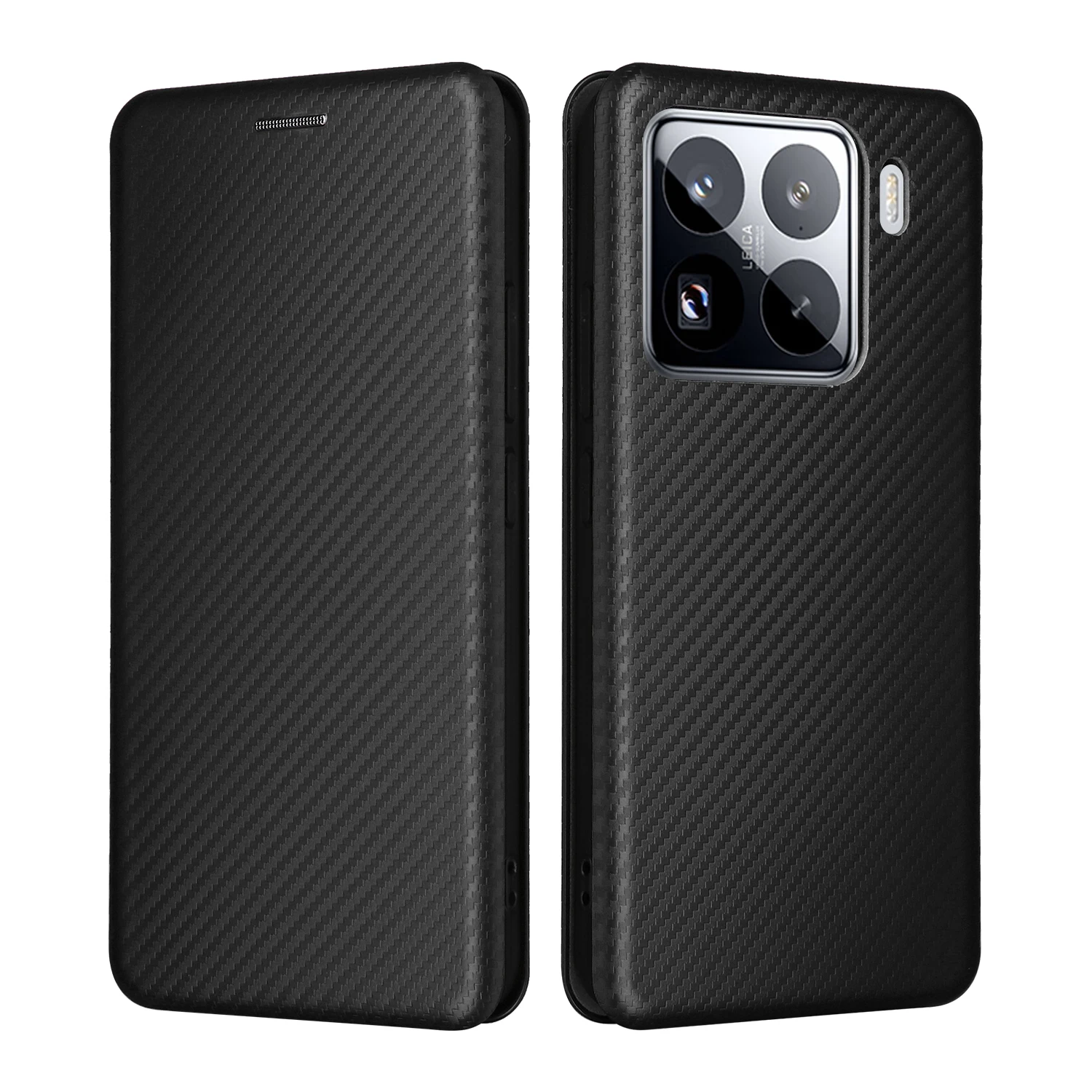 Flip hard ultrathin carbon fibre Skin Leather Cover For Xiaomi 15 6.36 inch Card Slot Fall prevention Case For Xiaomi15