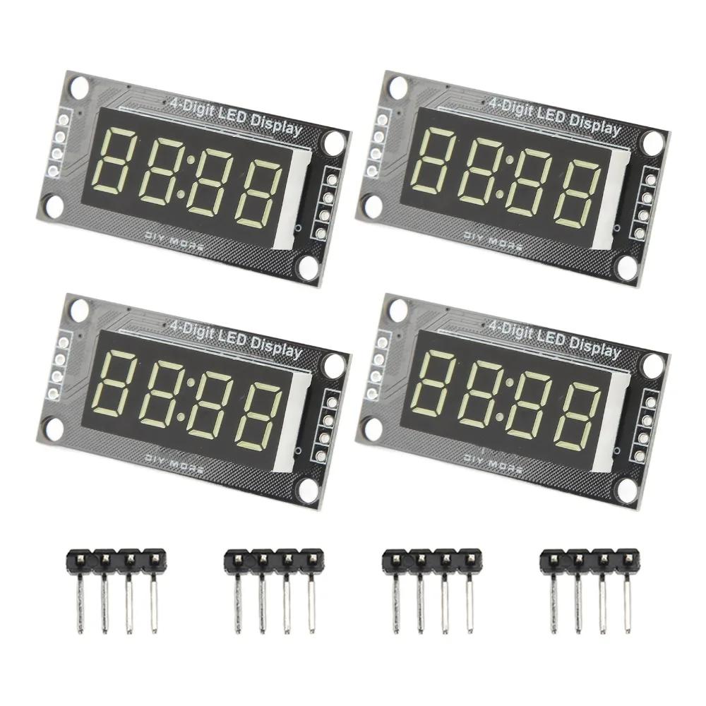 4 Sets 4 Digit 7 Segment Digital Tube LED Display TM1637 5V LED Display Board 2 Pins to Digital IO Plug and Play Digital Tube