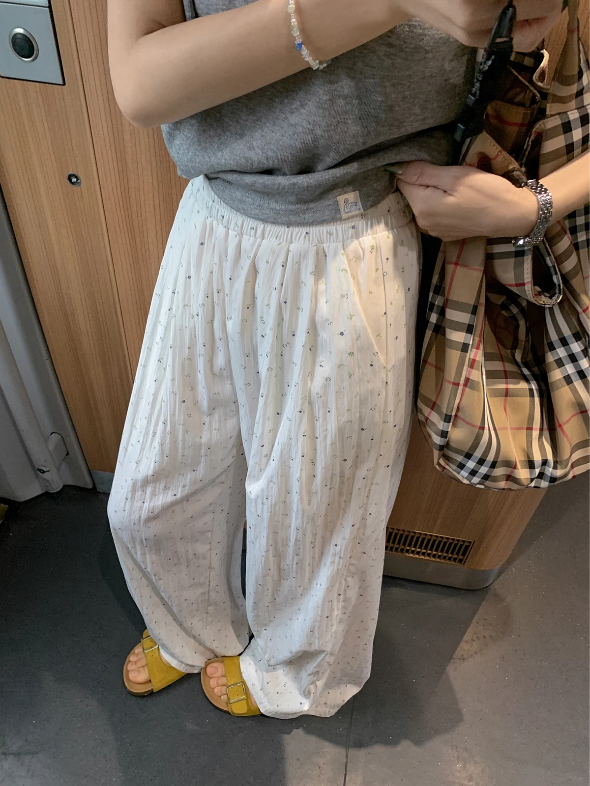 

Женские легкие и удобные повседневные брюки Sisilyon с цветочным принтом, широкие штанины, прямой крой, высокая талия, полиэстер, нейлон