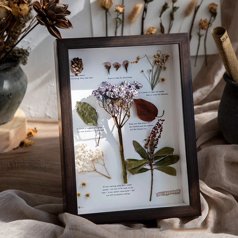 Stereo Hollow 3cm Solid Wood DIY 3D Dried Flower Vintag Photo Frame Ornament Creative Picture Frame Home Decoration XK003