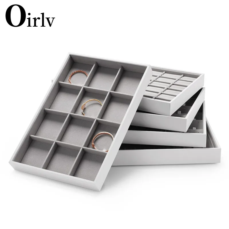 Oirlv Multifunction Velvet Stackable Jewelry Trays Rings Earrings Bracelet organizer Storage Tray Rings Earrings Storage Props