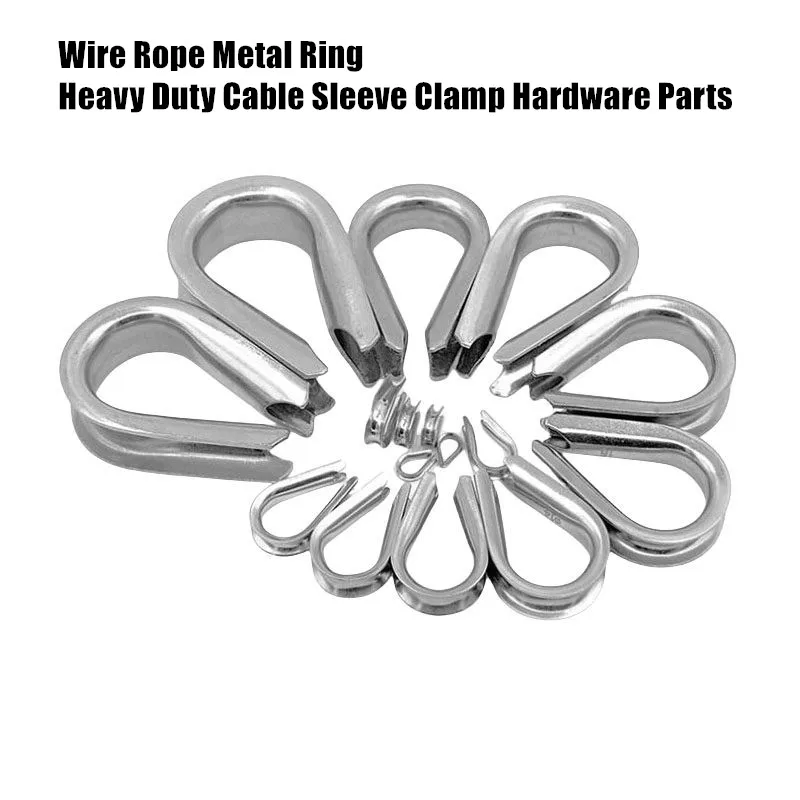 M1.5-M22 304 Stainless Steel Thimble Metal Ring Wire Rope Thimble Clamp Protective Sleeve Corrosion Resistant Rigging Hardware