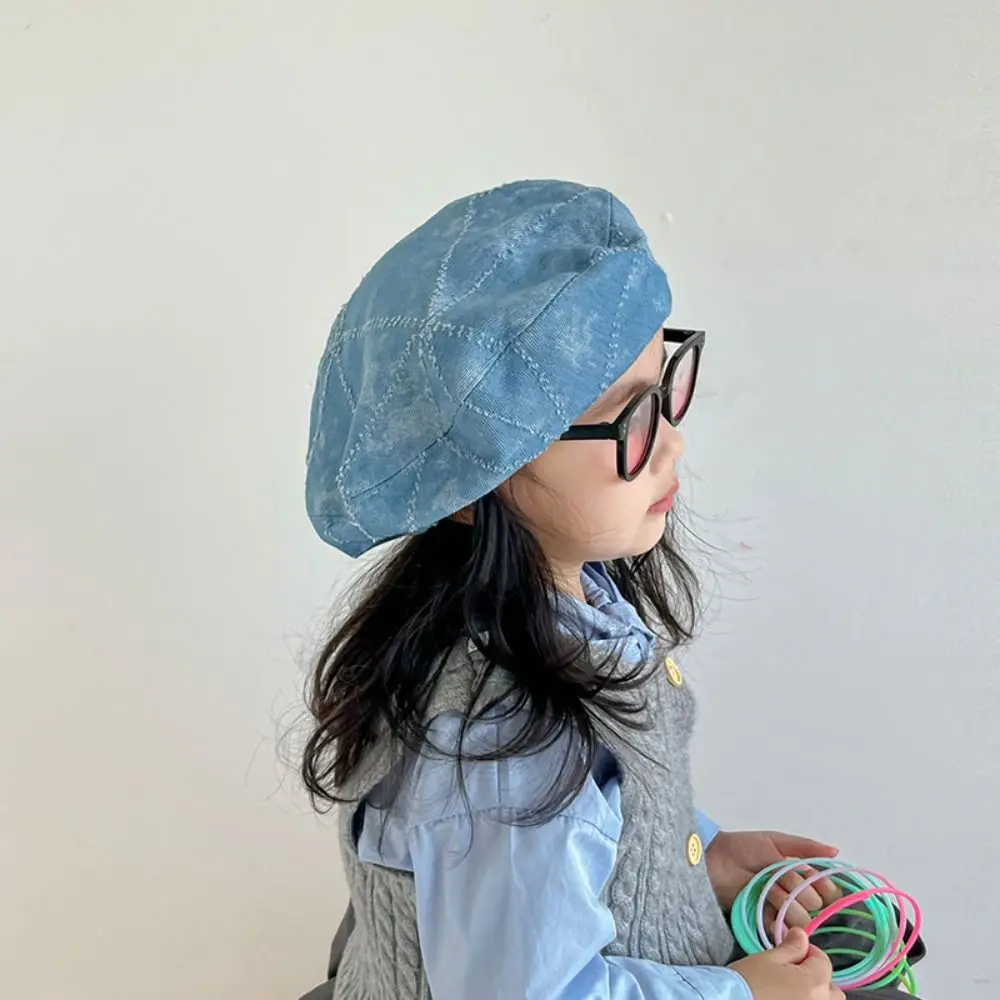 

Модный винтажный детский берет, джинсовая восьмиугольная шляпа в стиле ретро, корейская уличная кепка газетчика для мальчиков и девочек
