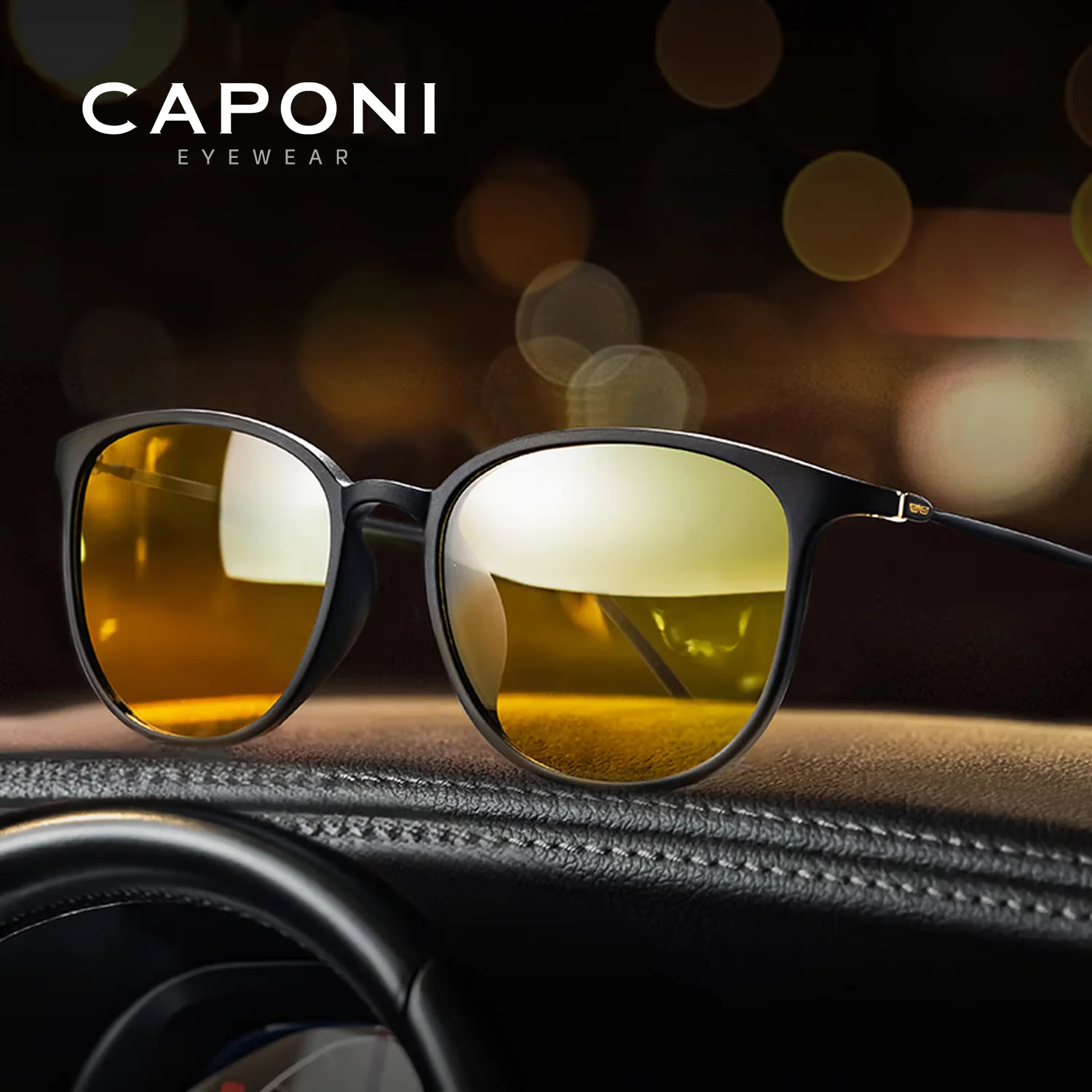 CAPONI Men Sunglasses Photochromic β Titanium Leg TR Frame Vintage Outdoor Eye Glasses Night Vision  Male Sun Glasses BSYS520