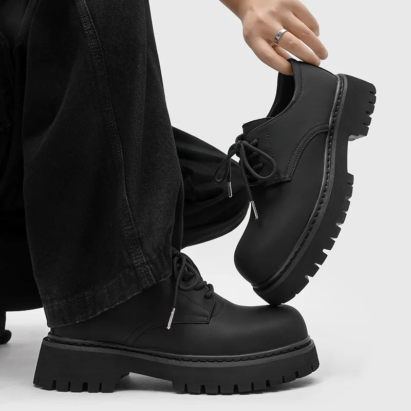 

Мужские туфли дерби из натуральной кожи на толстой подошве, увеличивающие рост, коллекция Весна-Осень 2026, новинка