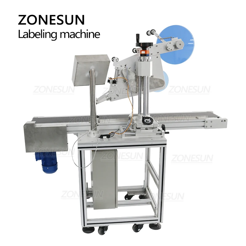 ZONESUN Automatic Flat Surface Labeling Machine Box Carton Book Cover Label Sticker Cosmetics Food Jar Can Production