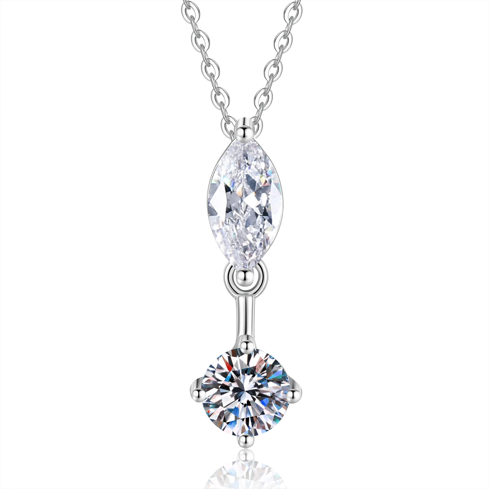 Marquise Light Luxury Niche Necklace 1ct Women Moissanite PT950 Platinum Daily Commute, Match All Outfits