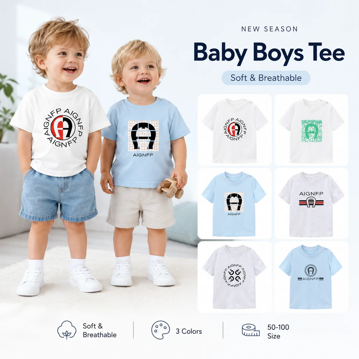 fashion Newborn T-shirt 2026 New Baby Summer clothes vacation casual Tees cotton Toddler Boy short sleeve Trend letter print Top
