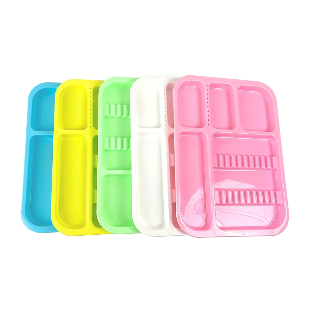 6pcs/packHigh Quality Plastic Instrument Big Tray Split Segregated Placed Trays135 Degree Autoclavable Storage Clinic Lab Toolss