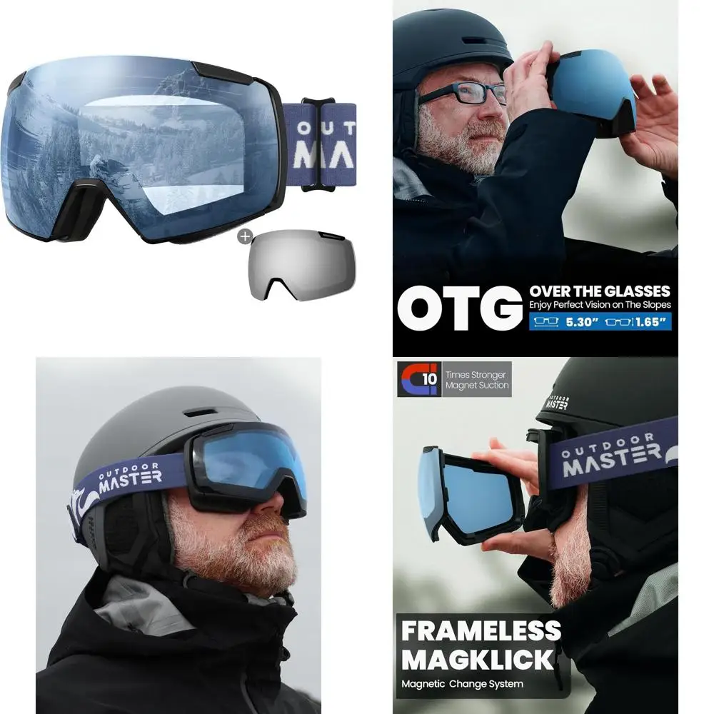 

Frameless Ski Goggles with 2 Magnetic HD Toric Lenses, Over-the-Glasses Compatible