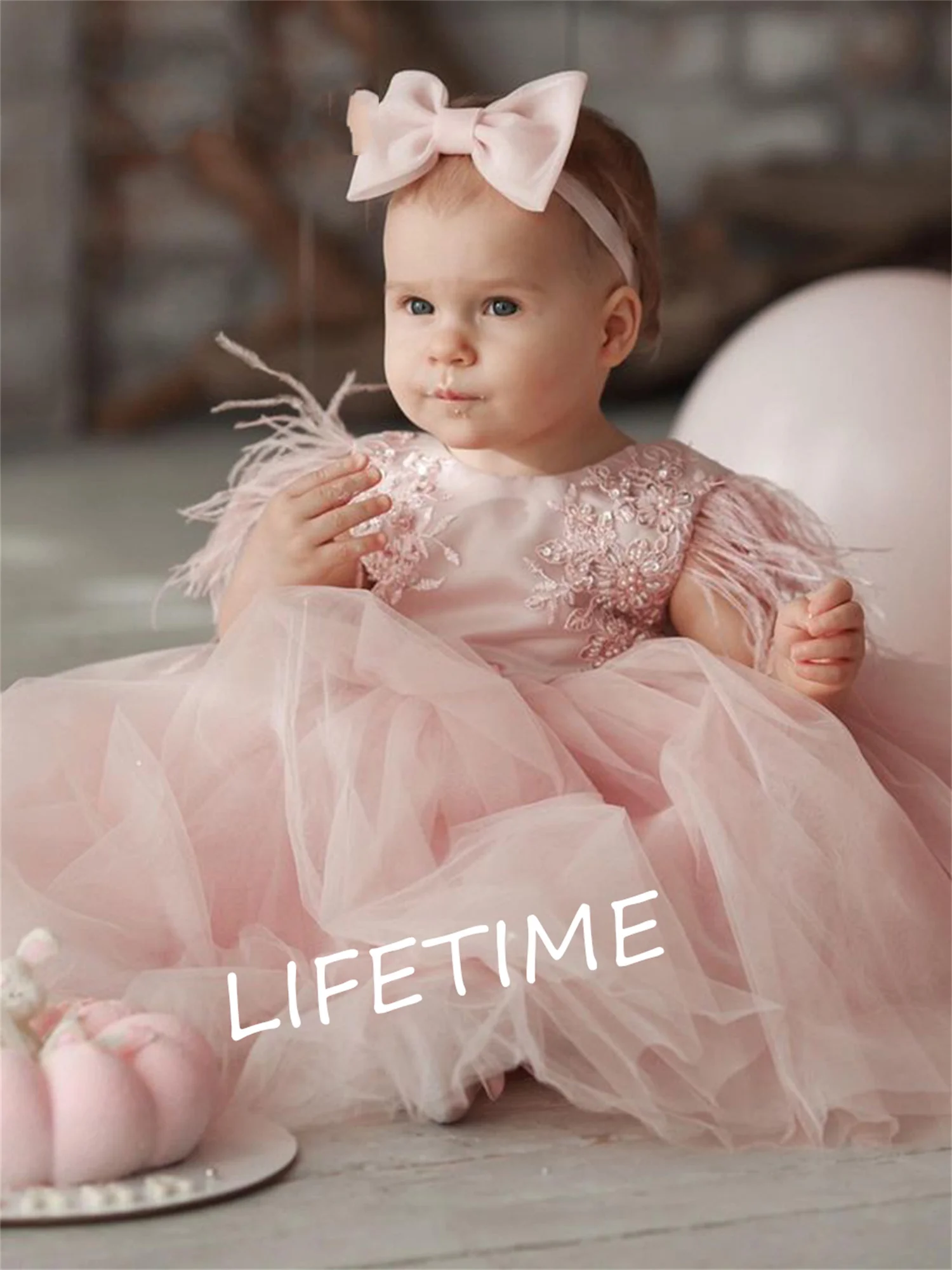 Flower Girl Dresses Tulle Gown Baby Girls Princess Dress Kids Ball Gown Big Bow Child Wedding Party Dress Cute Baby Girl Dress