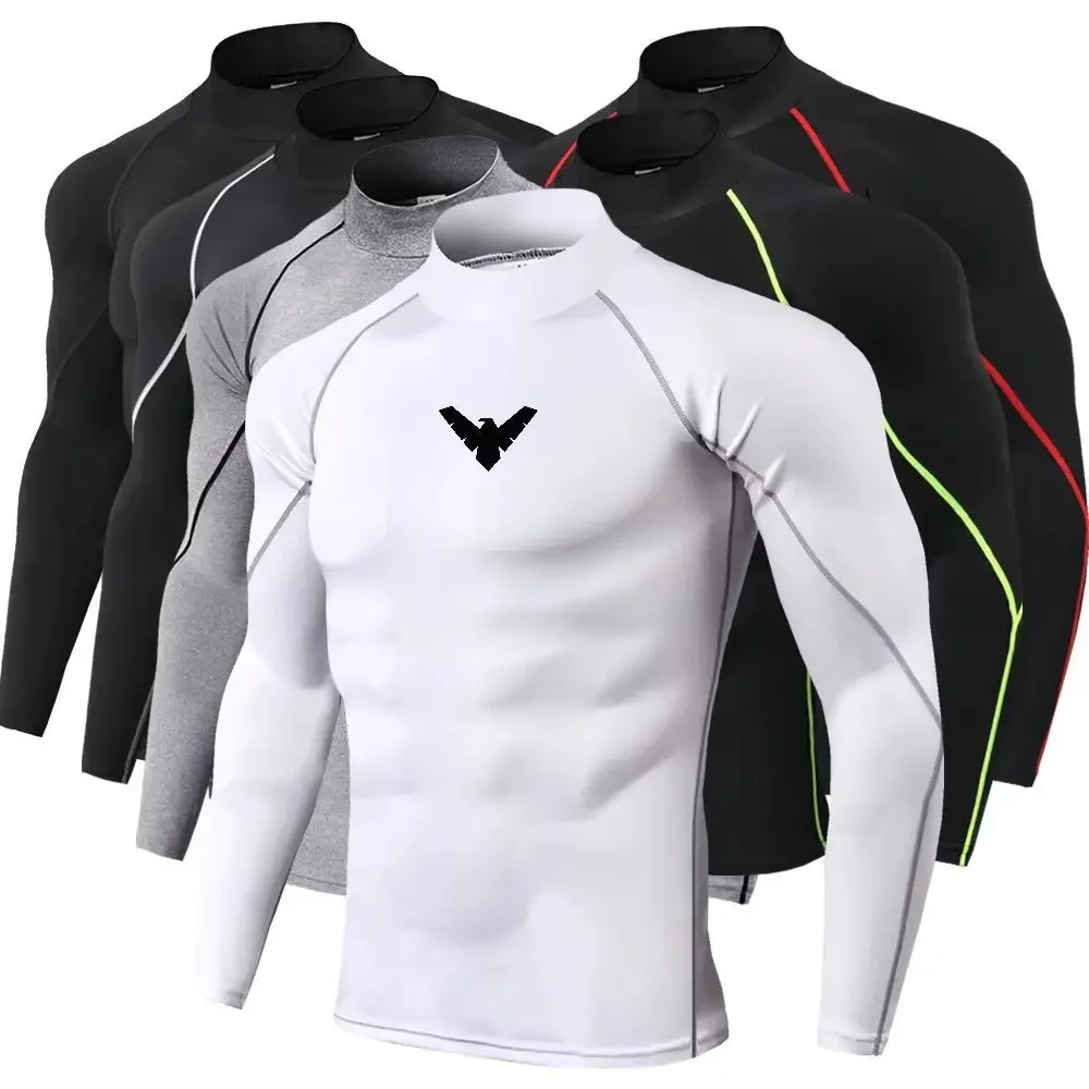 Men Sport T-shirt Quick Dry Bodybuilding Running Shirt Long Sleeve Compression Top Gym T Shirt Men Fitness Tight Men Underwear
