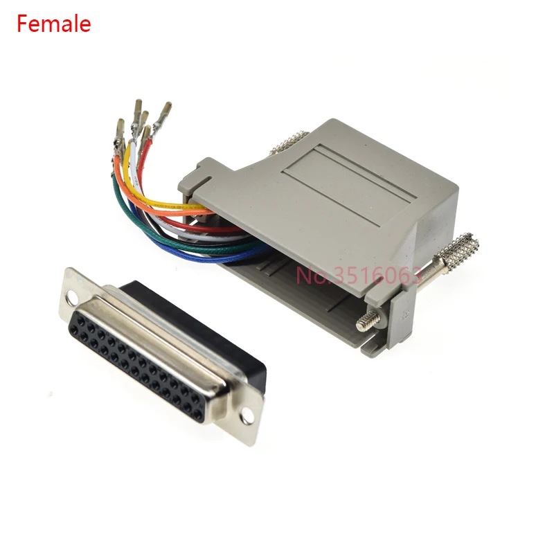 1PCS DB25 25Pin Male Female Connector to RJ45 Modem Adapter D-Sub RS232 Compatible Converter Adapter