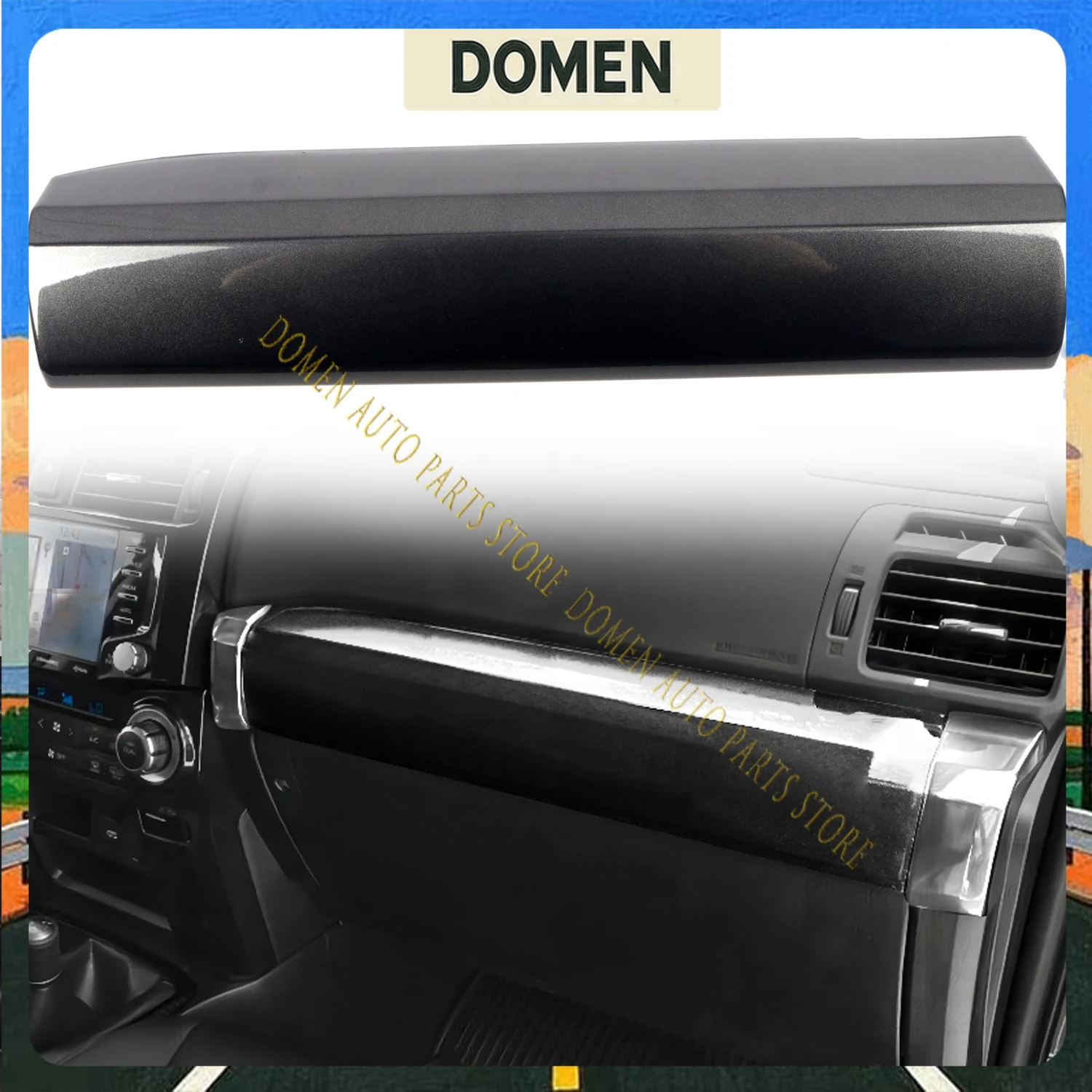 DOMEN Only LHD! For Toyota 4Runner 2014-2024 Car Accessories ABS Metallic Black Center Control Dashboard Cover Trim 1PC