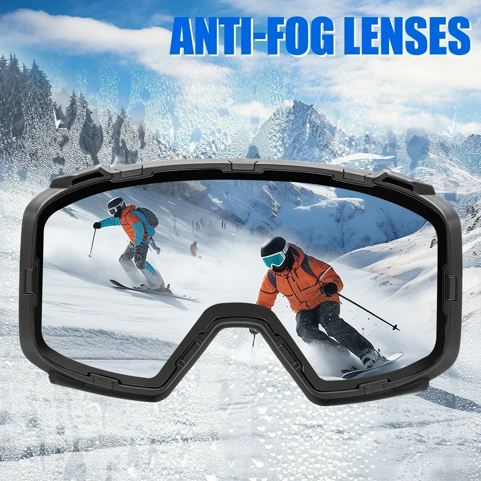 Kapvoe Occhiali da sci Neve Protezione UV400 Occhiali da snowboard Sci Maschera sportiva invernale per uomo Donna Occhiali da motoslitta antiappannamento