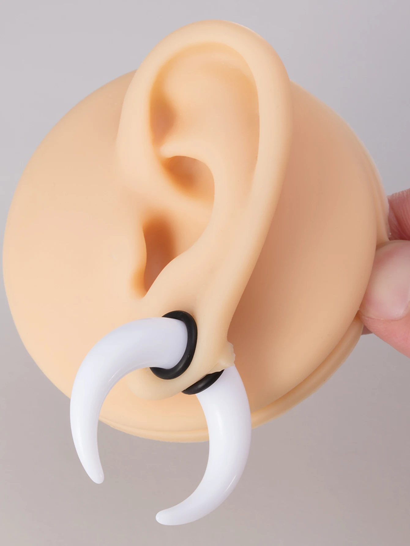 1 Paar große Büffelhorn Septum Ring Piercing weiß Auqa Acryl Ohr Kegel Keil Expander Punk Körperschmuck – Detail 3