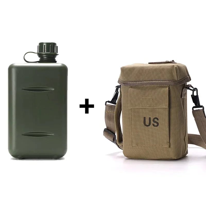 Outdoor Tactical Camouflage Large Capacity Water Bottle Convenient US Square Water Bottle for Mountaineering Training and Hiking