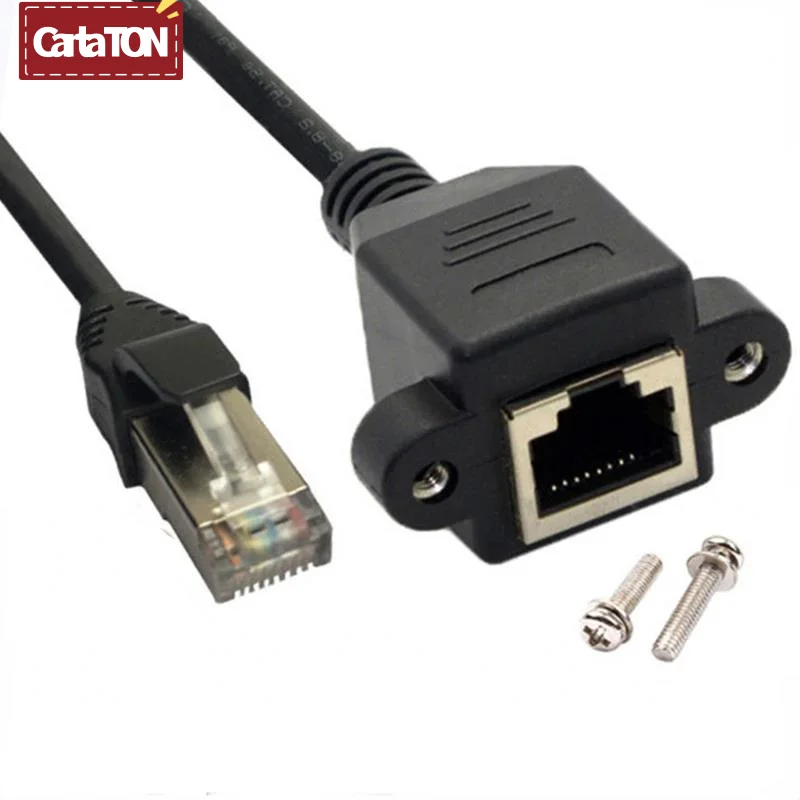 8P8C FTP STP UTP RJ45 Cable Male To Female 100M/1000M Speed Cat5 Cat6e Screw Panel Mount Ethernet LAN Network Extension Cable