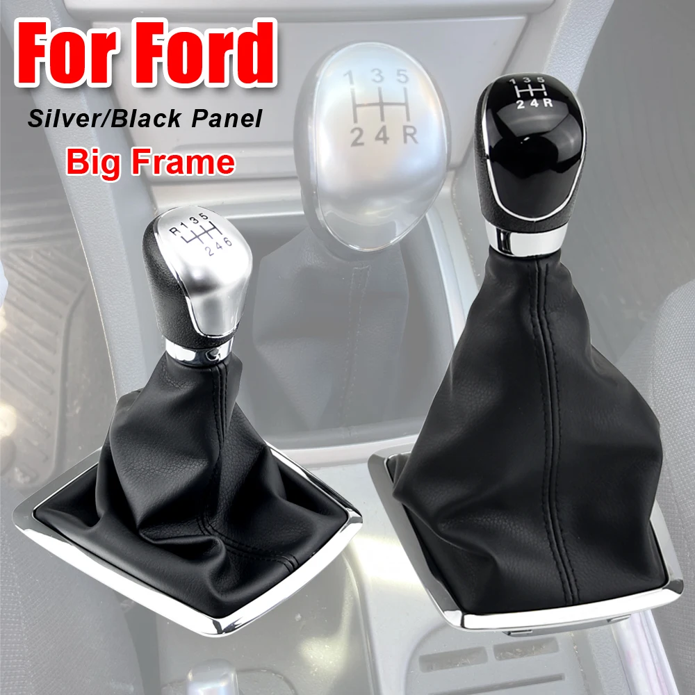 Silver Black Gear Shift Knob 5 Gear 6 Speed Manual For Ford Focus 2 MK2 FL C-MAX 2006-2011 MK3 MK4 MK7 Galaxy