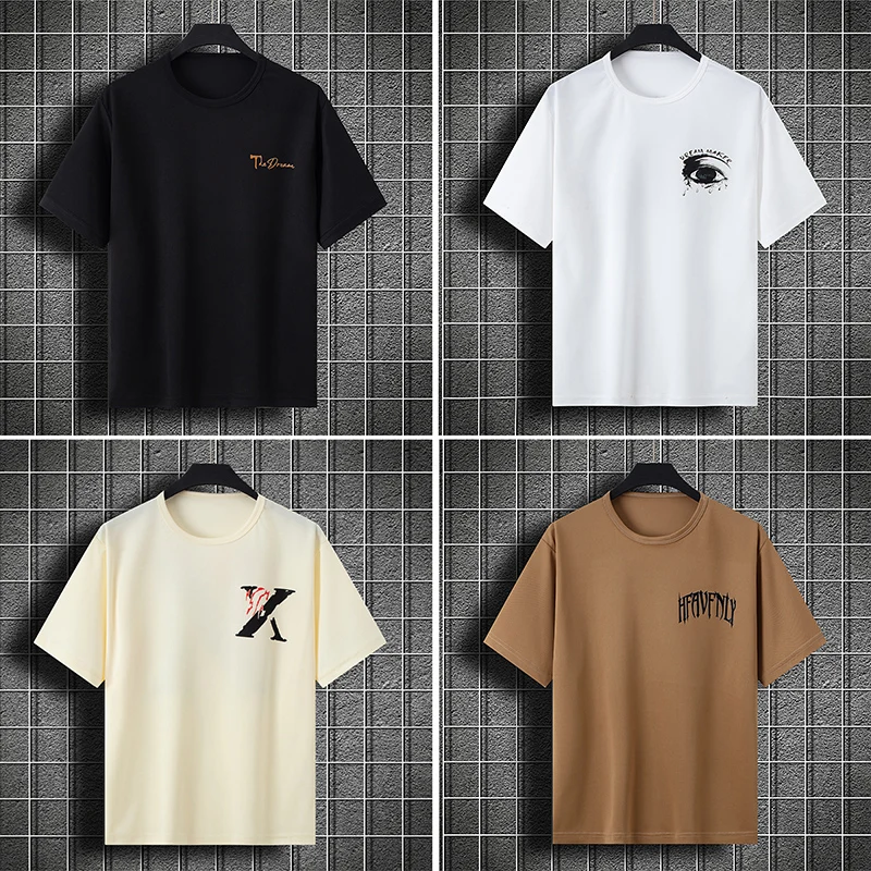 4/1 Stück Sommer und Herbst Herren modisches und personalisiertes bedrucktes Kurzarm-T-Shirt junges, hübsches und lockeres, lässiges Oberteil