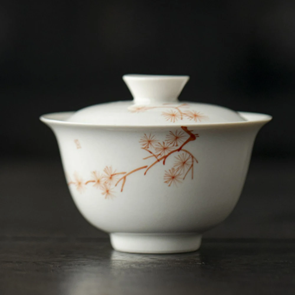 

Hand Painted Butterfly Gaiwan Set For Tea Porcelain Chinese Green Tureen Teaware Tea Bowl Kung Fu