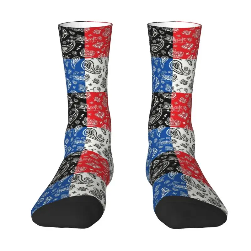 

Cool Colorful Bandana Pattern Men's Crew Socks Unisex Novelty 3D Printing Dress Socks