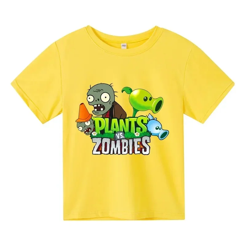 

Fun T-shirt Men's and Women's Pvz Plants Vs Zombie Plants Vs Zombie 2 Printed Children's T-shirt Electronic Game Garden War Plan