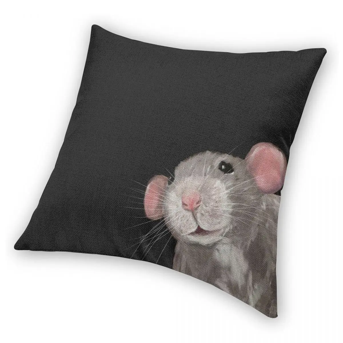 Curious Little Rat Peeking Square Pillowcase Polyester Linen Velvet Printed Zip Decor Home Cushion Cover