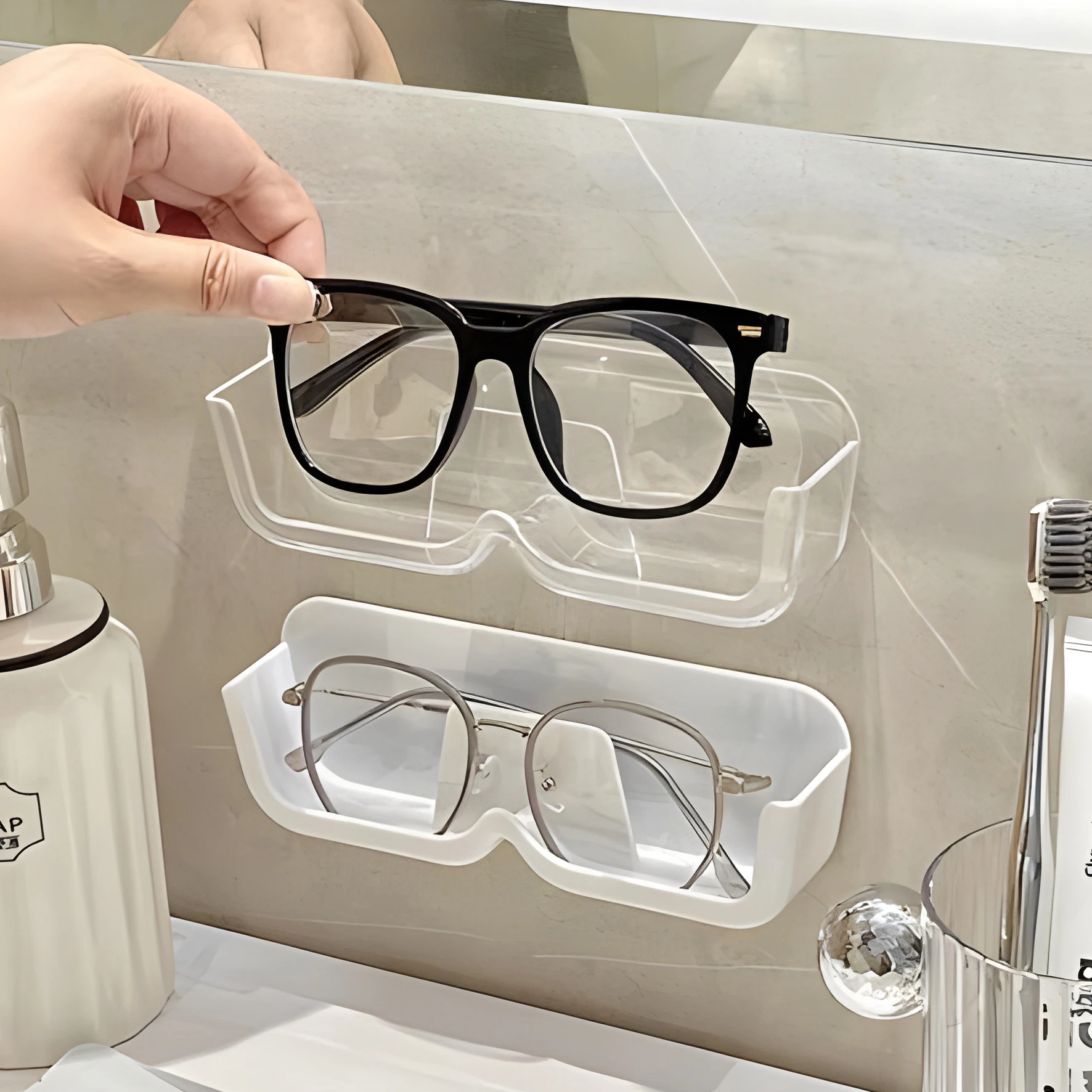 Wall Mounted Glasses Organizer Rack Self Adhesive Sunglasses Holder Storage Box High-end New 2024 Display Shelf Home Decoration