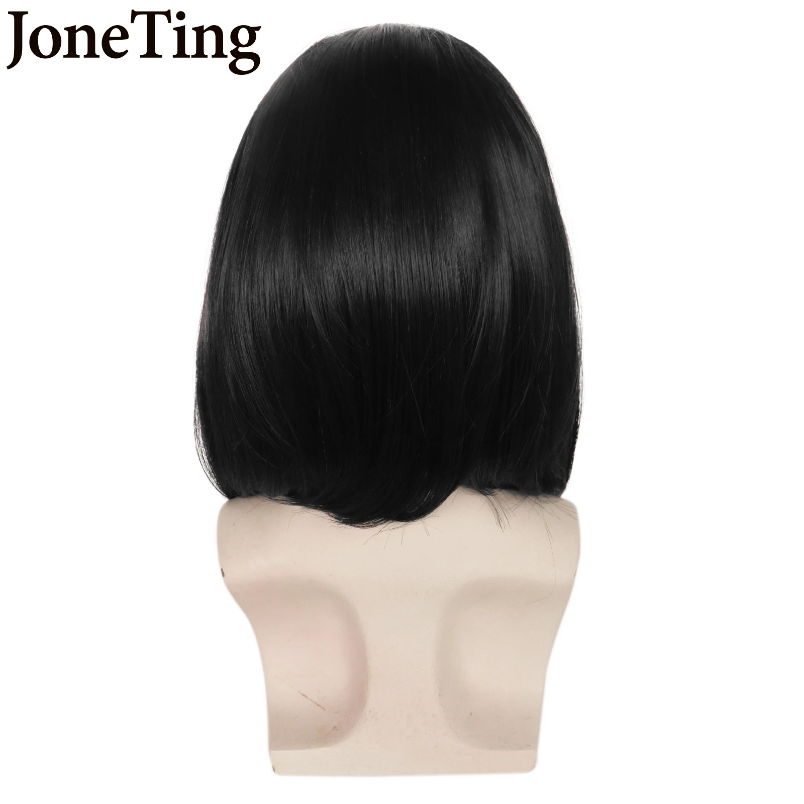 JT Synthetic Vincent Vega Cosplay Wig Pulp Fiction John travolta Cosplay Wig Long Bob Black Cosplay Wig and Necklace for Vega