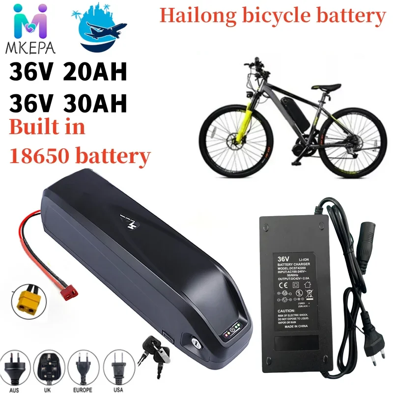 for Hailong bicycles 36V 20AH/30AH Hailong battery pack polyester DP-9 with charger, motor 500W 1000W BMS 18650 power battery