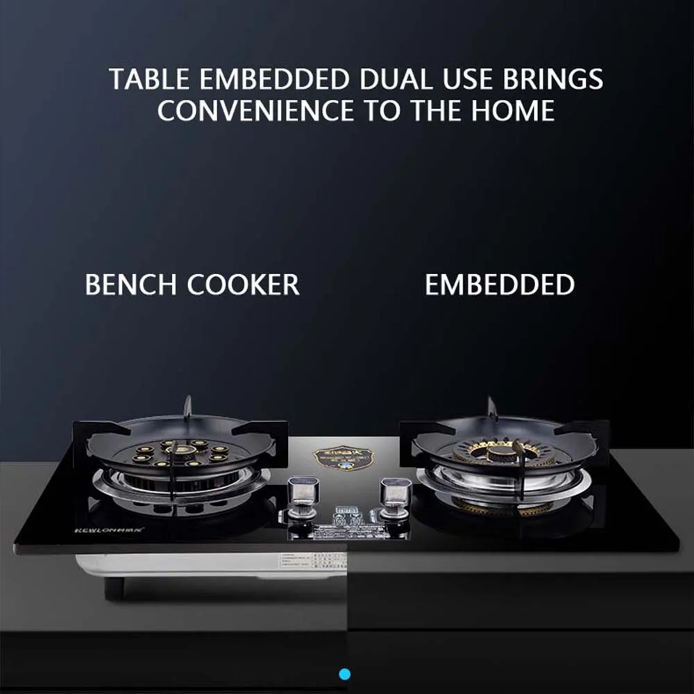 سطح المكتب موقد غاز مزدوج قوة نيران كبيرة Gaskocher Estufas توقيت جزءا لا يتجزأ من موقد الغاز Cuiseur Gaz