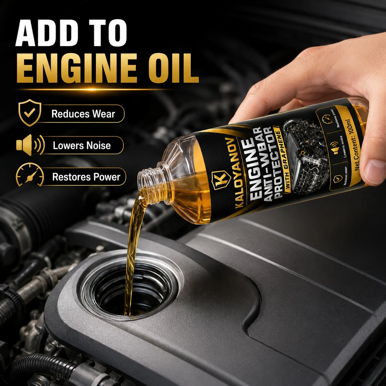Car Engine Anti-Wear Protector 100ml Graphene Oil Additive Reduces Noise Restores Power Universal Auto Lubricant Repair Tool