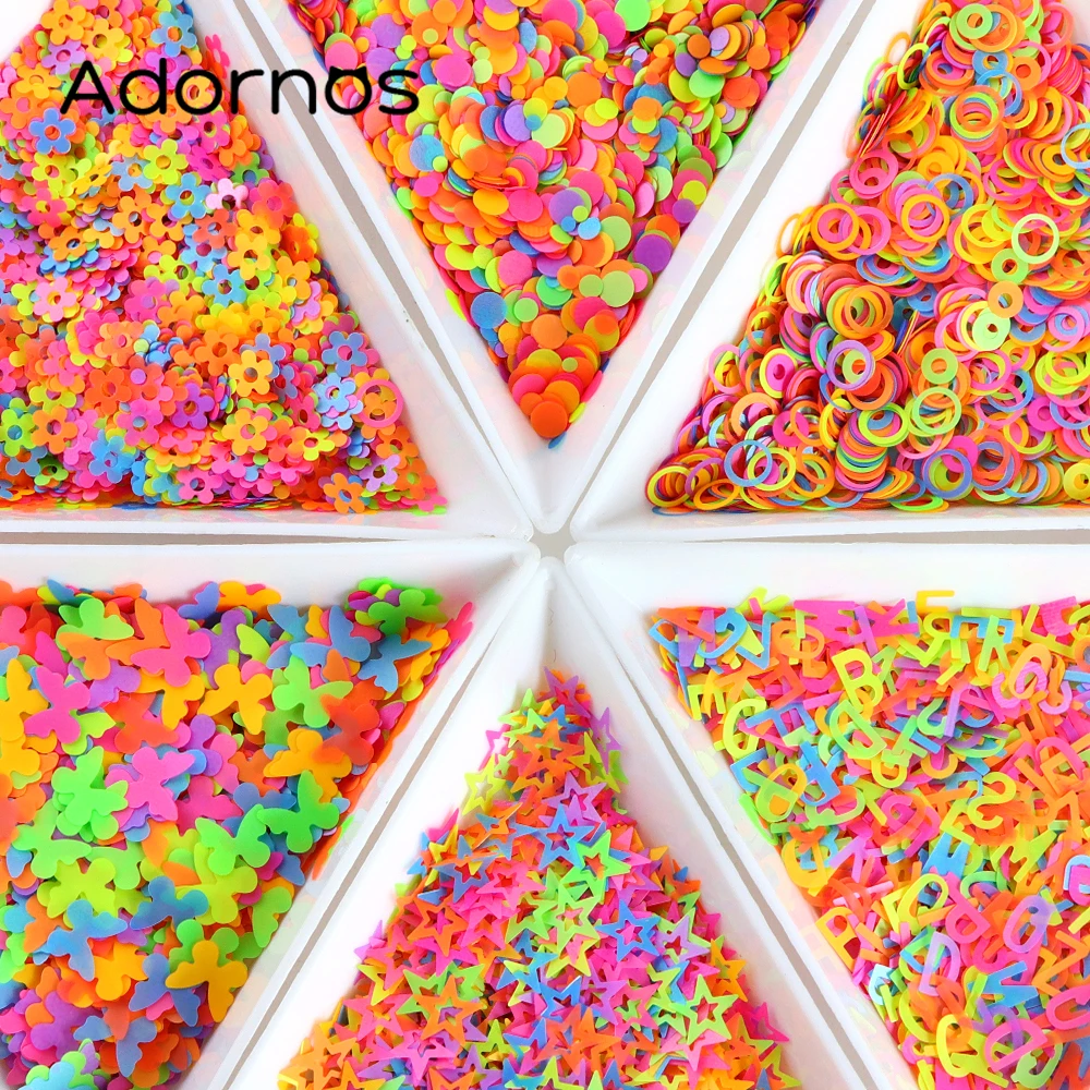 6Bags Fluorescent Sequins Epoxy Resin Mold Filling Round Butterfly Letter Paillettes Summer Decoration DIY Pendant Crafts Making