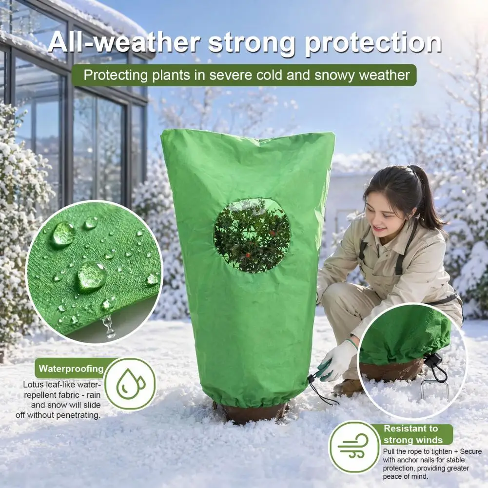 Frost Protection for Backyard Plants Plant Cover with Window Durable Zipper Reusable Drawstring Frost Protection Blanket