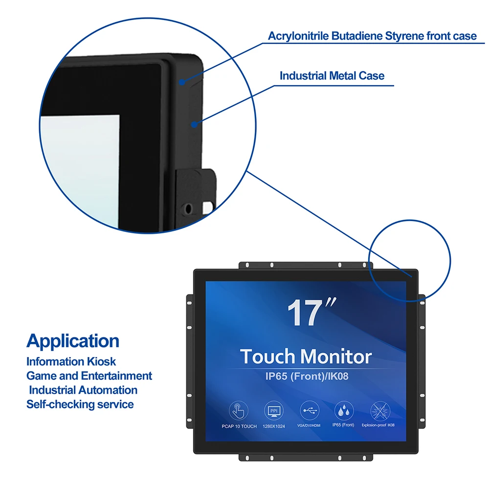 Display touch LCD capacitivo per monitor touchscreen da 17 pollici 10 punti 17 USB per distributore automatico