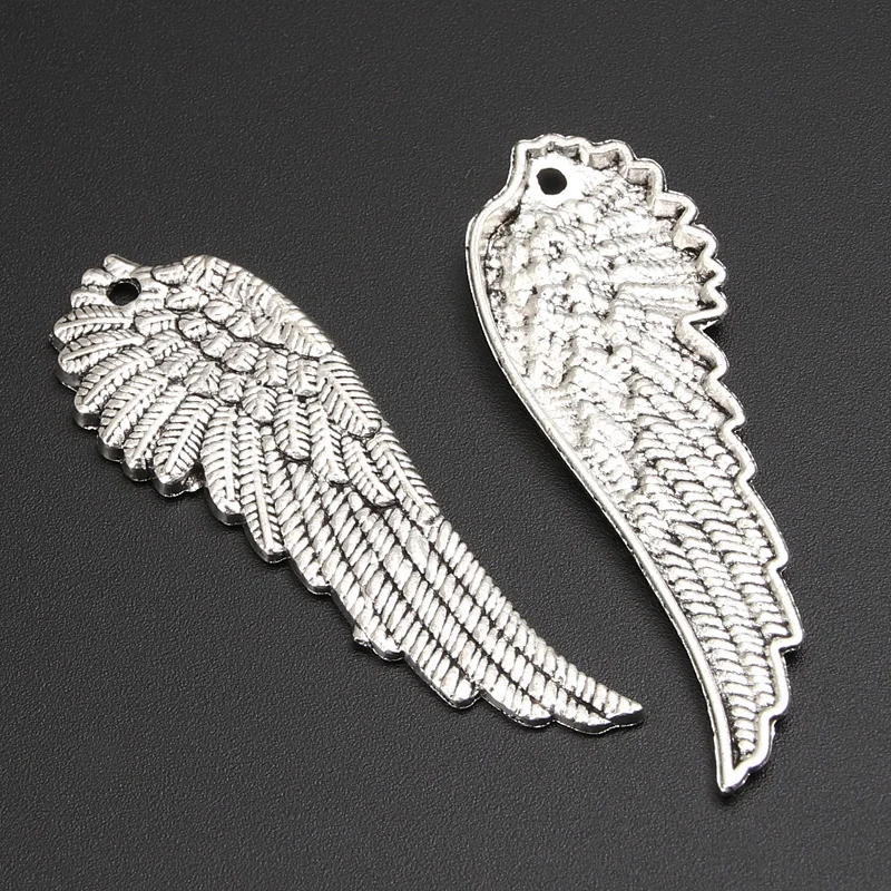 15pcs Silver Color 51x17mm Wing Charms Angel Wings Pendant Fit DIY Handmade Metal Alloy Jewelry Making Finding Supplies