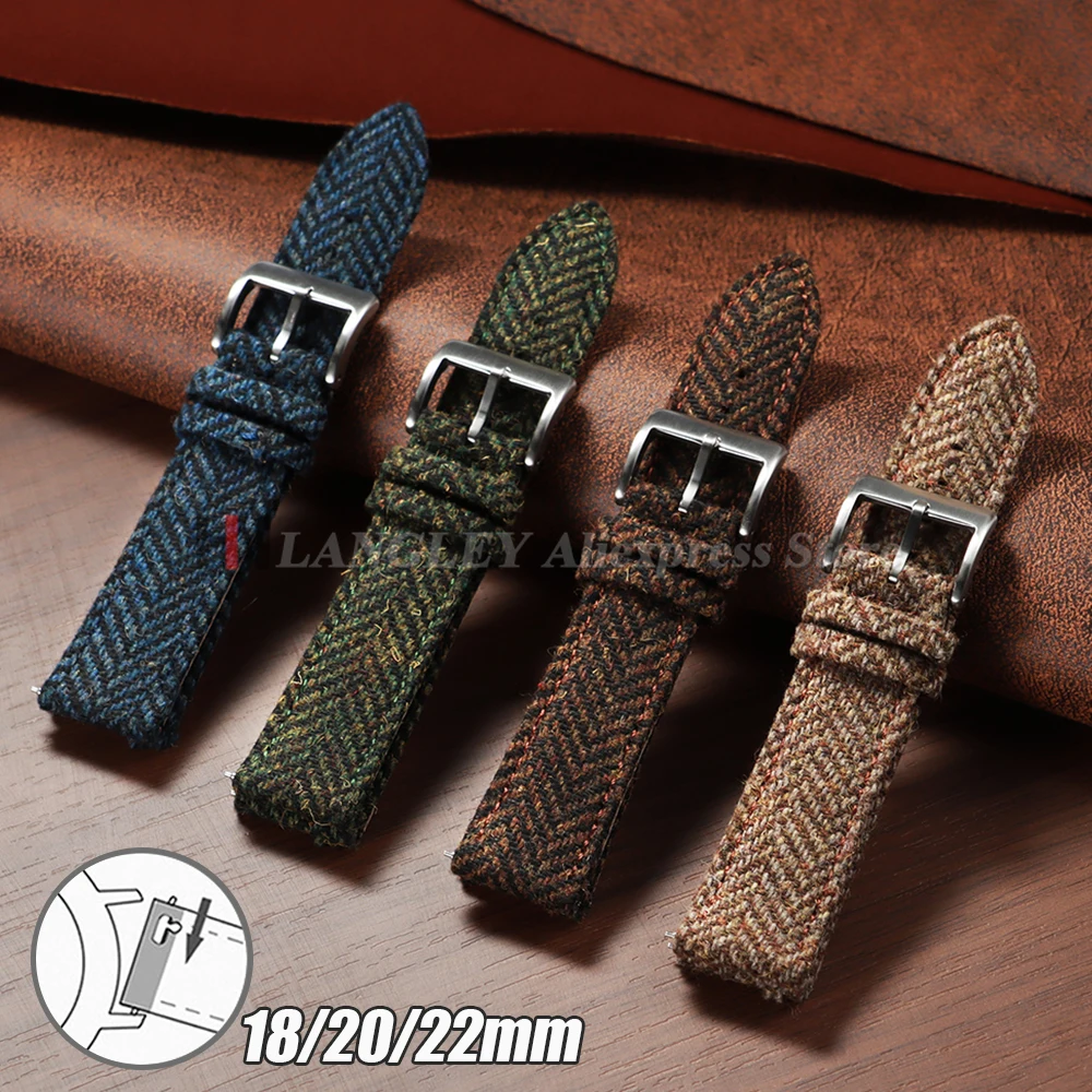 18mm 20mm 22mm Genuine Leather Tweed Nylon Watch Straps Vintage Weave Bracelet Quick Release Wrist Band for Huawei Watch Gt5/Gt4