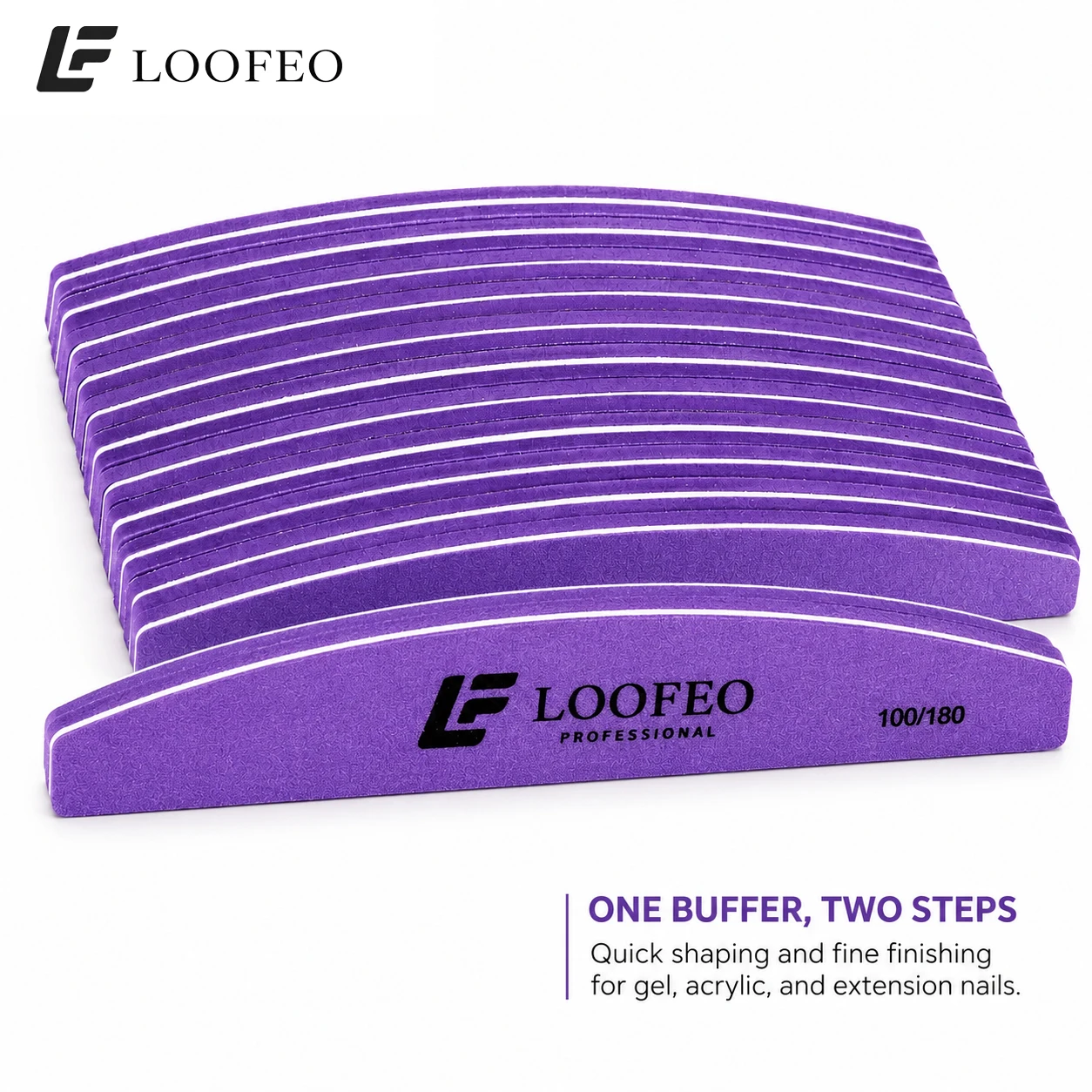 100/180 Nail File Buffer 10Pcs Curved Nail Buffer Files 100 180 Grit Dual Sided Washable Emery Boards For Acrylic Gel Manicure