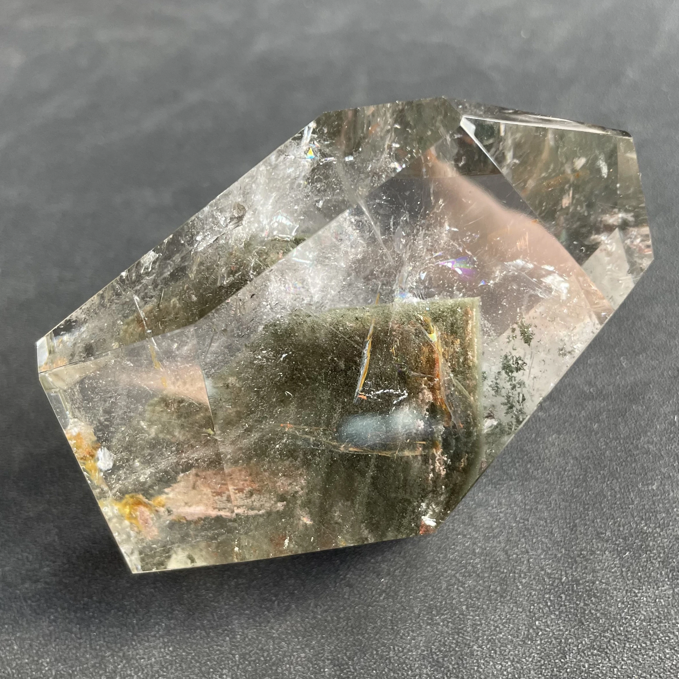 287g Natural Minerals Stone Green Phantom Crystal FreeForm Polished Quartz Polyhedron Reiki Healing Gift Home Decor Y724