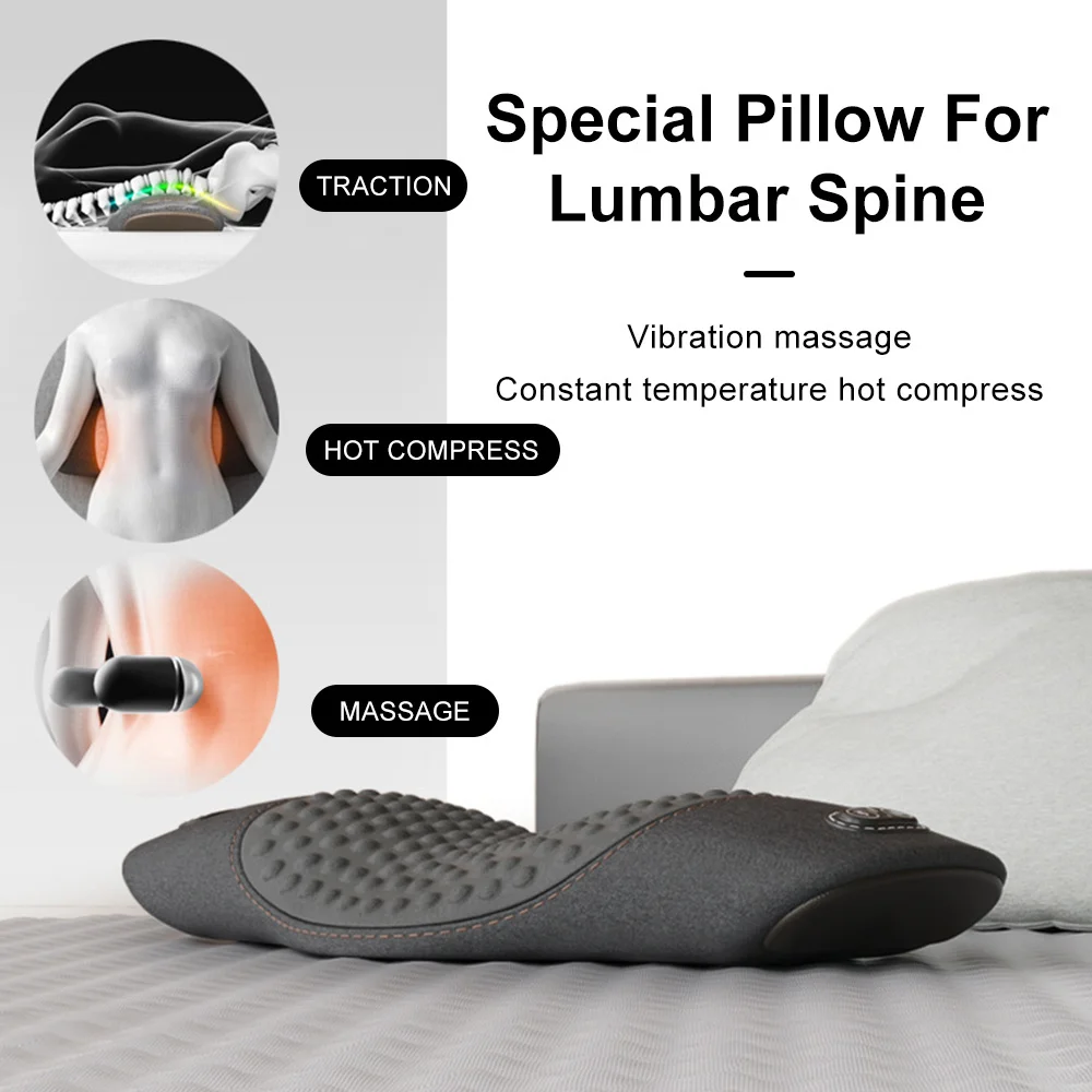 

Back Waist Massager Vibrating Support Pillow with Shiatsu Deep Tissue Protection Pad for Shoulder Lower Back Pain Relief
