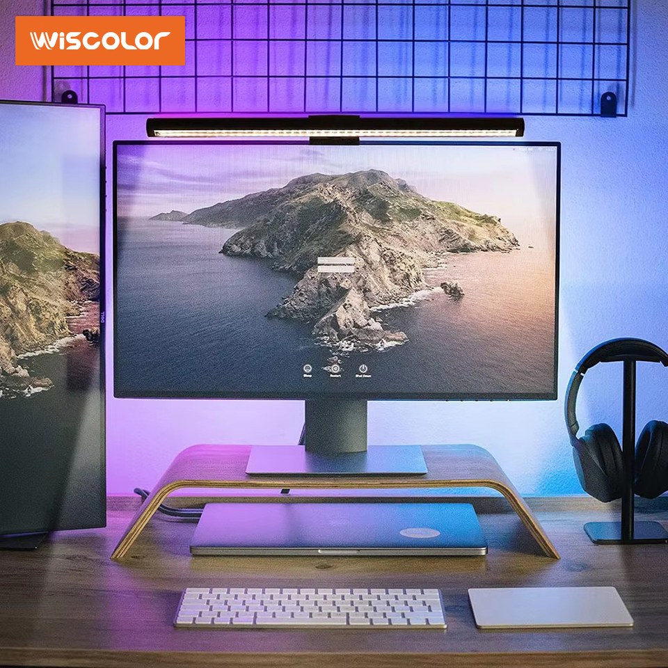 LED Monitor Light Bar Monitor Desk Lamp with RGB Backlight Music Rhythm Ambiance Table Lamp PC Screen Light for Home Office/Game