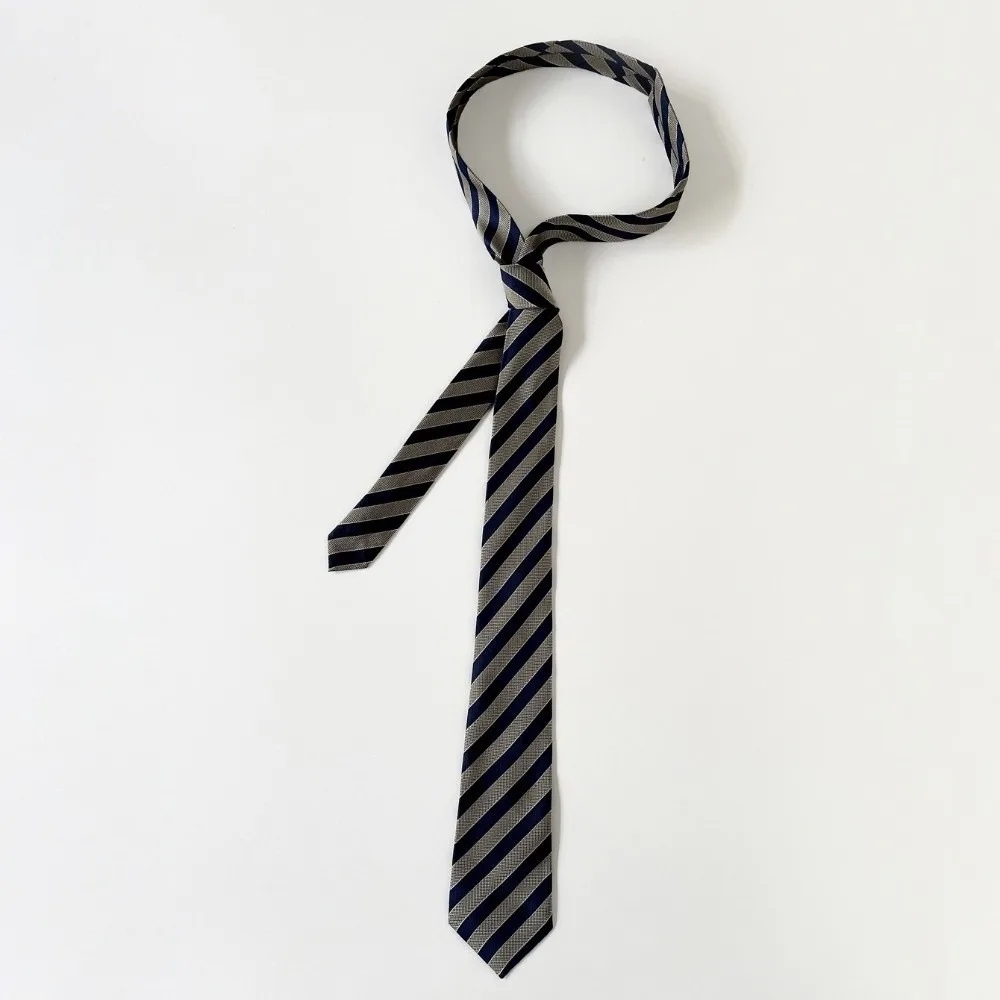 Stylish Korean Style Striped Tie Shirt Decoration Y2K Design Printed Tie Uniform Accessory Retro Necktie Performance
