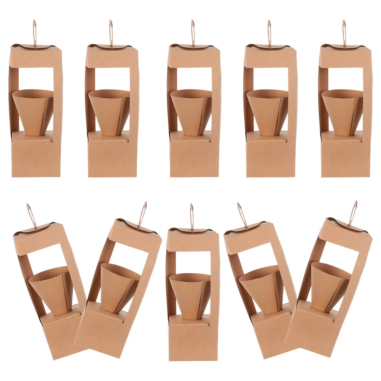 

10pcs Paper Flower Basket Handled Dried Flowers Display Box Portable Folding Floral Arrangement Holder For Weddings Events