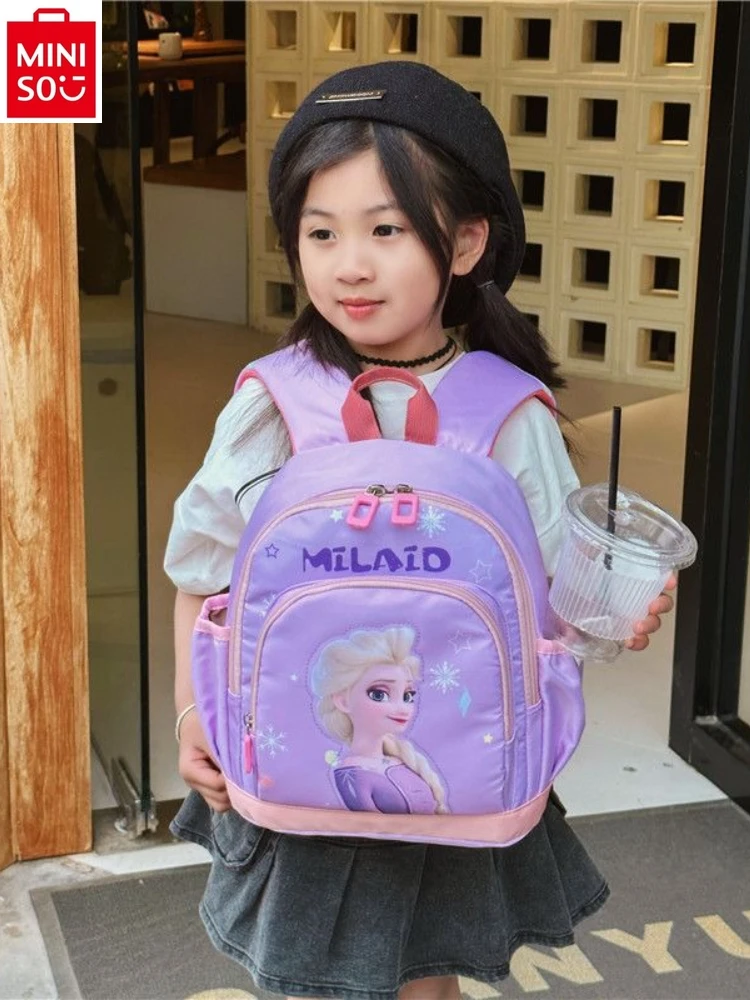 MINISO Disney Cartoon Ice and Snow Romance Princess Elsa Student Load Reduction Breathable Lightweight Children's Backpack