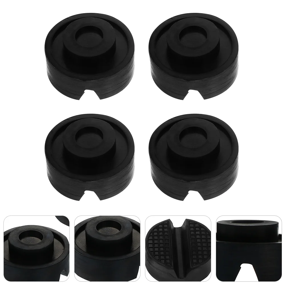 

4 Pcs Kit Rubber Back-up Block Jack Pad Adapters Frame Rail Conical Pads Car Lift Black Slotted