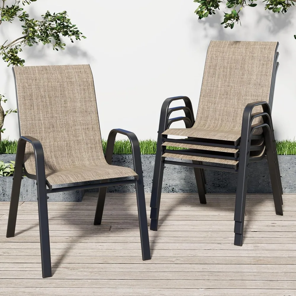 

Patio Chairs Set of 4, Stackable Outdoor Dining Chairs for All Weather Textilene Fabric & Metal Frame, Outdoor Chairs Set.